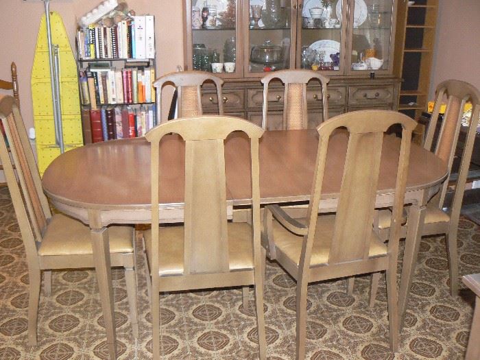 Matching Table and Leaf with 6 Chairs, Includes Tabletop Cushion Protector - 72"L x 42"W