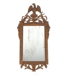 Carved Wood Mirror with Eagle Crest