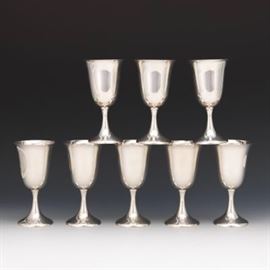 Eight Fisher Sterling Silver Goblets