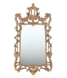 Gilt Chinoiserie Style Wood Mirror 
