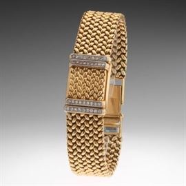 Ladies 18k Gold and Diamond Vintage Rolex Precision Watch Bracelet