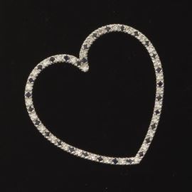 Ladies Gold, Diamond and Sapphire Heart Pendant