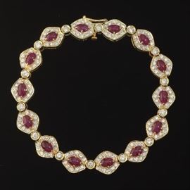 Ladies Gold, Ruby and Diamond Bracelet 