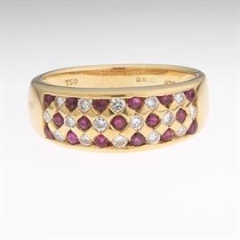 Ladies Gold, Ruby and Diamond Ring 