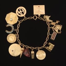 Ladies Retro Gold Charm Bracelet 