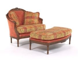 Louis XV Style Canape with Ottoman, ca. Late 20th Century 