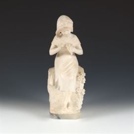 Marble Sculpture of a Young Seated Girl