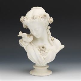 Parian Bisque Porcelain Bust of a Beauty, ca. Late 19th Century. 