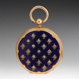 Vacheron et Constantin Geneve Ladies Gold, Diamond and Enamel Pocket Watch