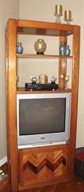 VINTAGE SOLID WOOD T.V. WALL UNIT WITH STORAGE BELOW