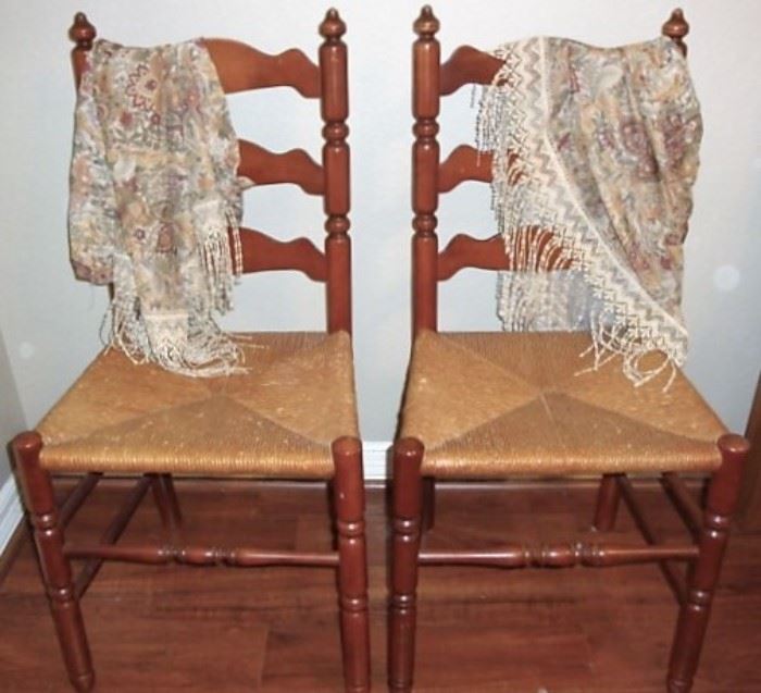 DAYS GONE BY - PAIR OF RUSH SEAT CHAIRS