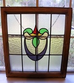 ANTIQUE STAINED GLASS WINDOW HANGING