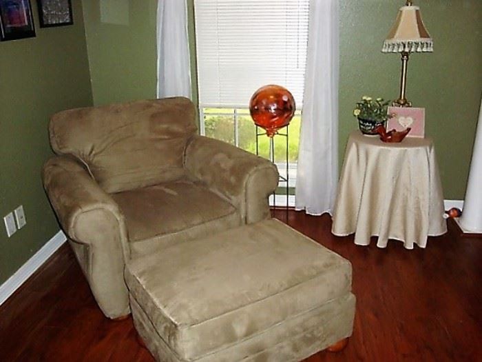 NICE MICROFIBER OCCASIONAL CHAIR & OTTOMAN - WE HAVE THE MATCHING SOFA