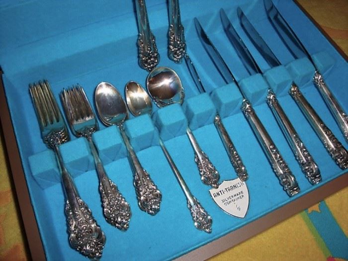 WALLACE "Grand Baroque" 27 PIECE STERLING FLATWARE W/CHEST - SEE NEXT 2 PICS, GORGEOUS!