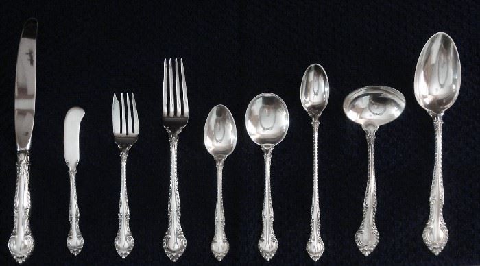 THIS IS A COLLECTORS DREAM - GORHAM 1939' "ENGLISH GADROON" STERLING FLATWARE, 61pc - SEE NEXT PIC
