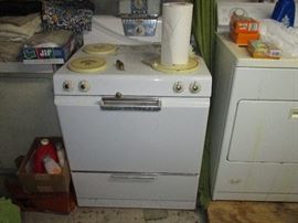 Vintage range in the  basement.