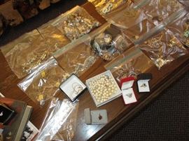 Nice collection of costume jewelry, including rings, bracelets, necklaces, clip earrings and more.