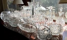Beautiful collection of crystal, cut crystal and pattern glass. 