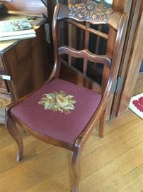 antique chair, needle point seat