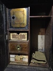 Inside the antique safe