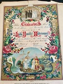 Incredible! Original marriage certificate from the 1800's. Appears to be hand colored over print