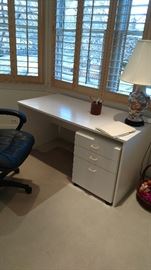 This white office furniture has clean lines and very functional and would be a great home office or childrens study area