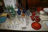 Assortment of beer mugs and glasses and whiskey glasses