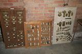 Display boards filled with antique furniture restoration parts & supplies from WSI in St. Louis.