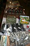 6 tables of trains! Lionel, American Flyer, Marx, Atlas 2 rail O scale DC, kits, cars, engines, accessories, switches, track including 2 rail O scale and 3 rail O scale and O27 scale track, tunnels and bridges, Plasticville & more.