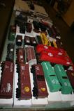 6 tables of trains! Lionel, American Flyer, Marx, Atlas 2 rail O scale DC, kits, cars, engines, accessories, switches, track including 2 rail O scale and 3 rail O scale and O27 scale track, tunnels and bridges, Plasticville & more.
