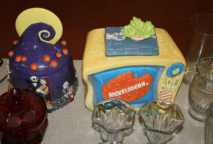 Nickelodean cookie Jar by Treasurecraft and Disney Nightmare Before Christmas cookie jar,