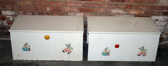 Pair of wood toy boxes.