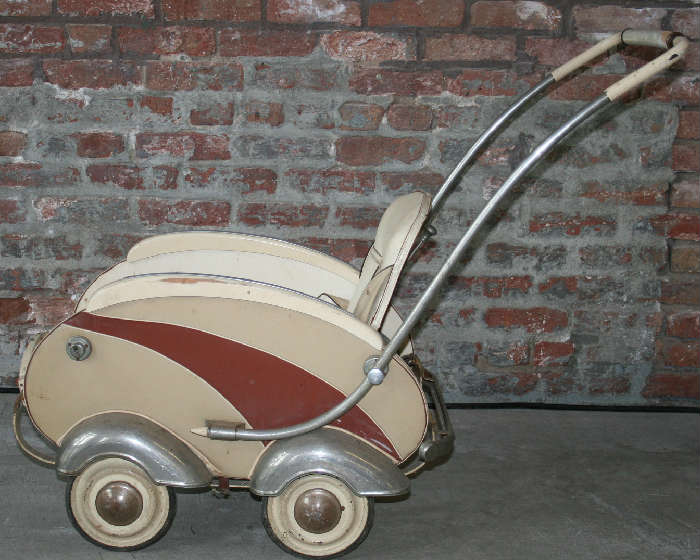 Very cool 1930's Art Deco baby buggy just right for a streamlined art deco baby!