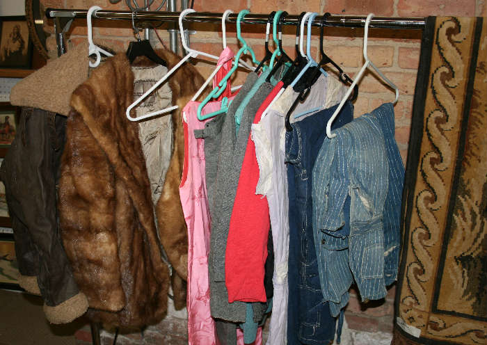 Mink jacket and bomber style jacket and new old stock camo field jackets and a few other pieces of vintage clothes.