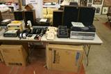 Panasonic AM/FM component stereo set with turntable and 8 track recorder with box, telephones, Craig car stereo speakers.