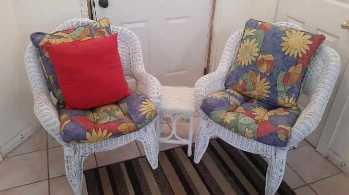 2 Never Used Wicker Chairs w/ Cushions