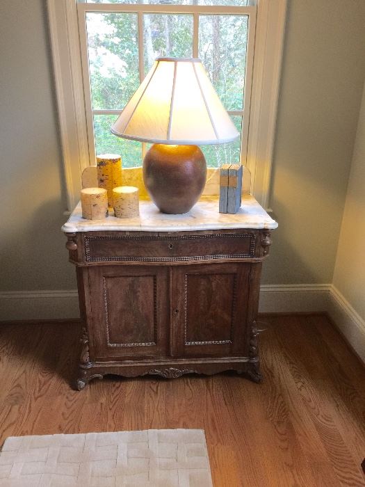 Victorian Walnut Wash Stand with Marble Top