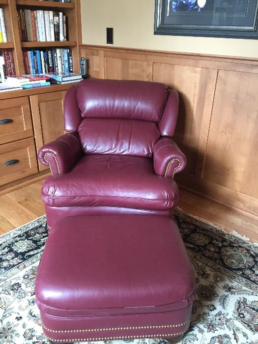 Hancock & Moore Tilt Back Leather Chair with Ottoman