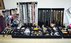 ASSORTED JEWELRY- NECKLACES-BRACELETS-RINGS-MENS CITIZEN ECO DRIVE & WOMENS ASSORTED WATCHES-EARRINGS-PINS
