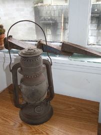 ANTIQUE LAMP AND WEDGES