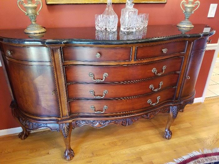 Marble Top Buffet with Ball/Claw feet in Fine Condition