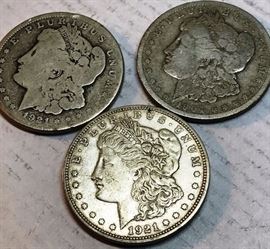 3 Morgan Silver Dollars