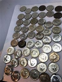54 Pre1965 Kennedy Half Dollars