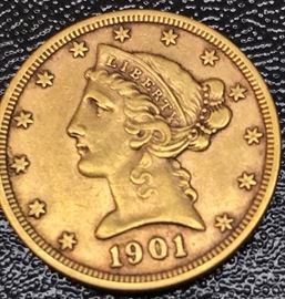 1901 Five Dollar US Gold Coin