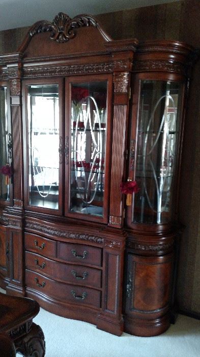 Large Lighted China Cabinet with glass shelves