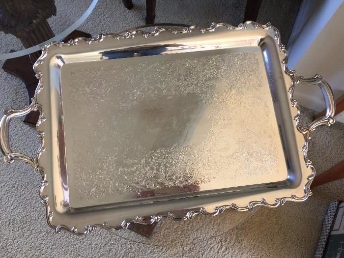 Antique Wilcox silver plate Joanne 7291 heavy serving tray