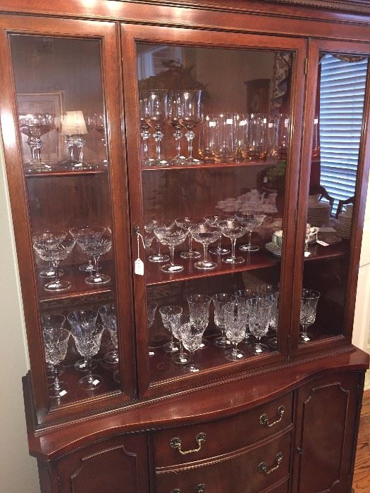 Lovely Duncan Phyfe china cabinet; Gorham crystal