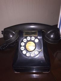 Black vintage rotary dial telephone 