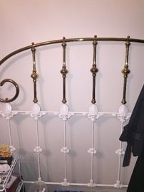 White & brass full-size headboard