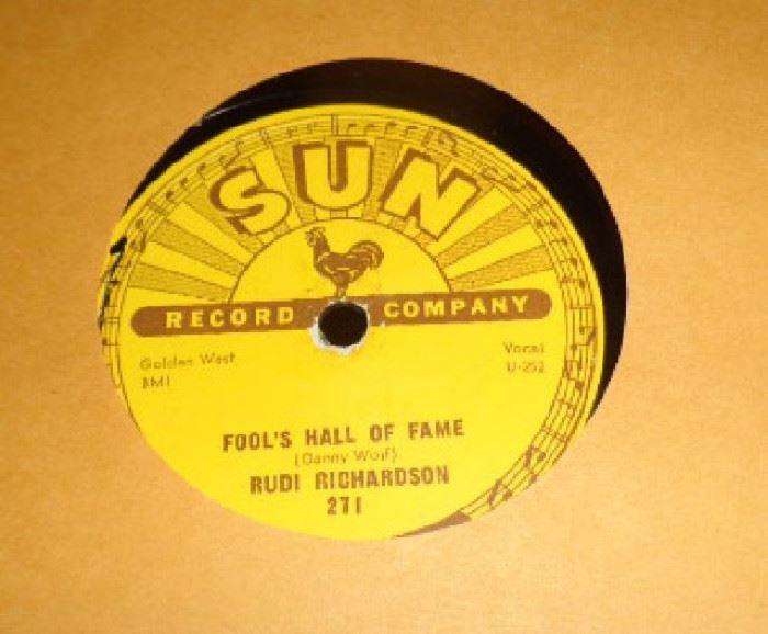 Vintage 78 Record Sun Label- Rudi Richardson "Fool's Hall of Fame"   